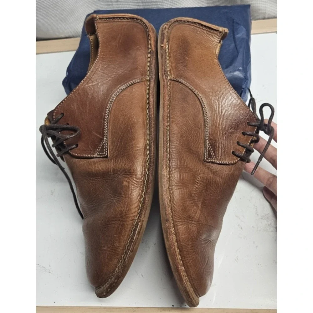 Vivobarefoot Mens 44/US 11 Brown Leather handcraft lace up wide toe shoes